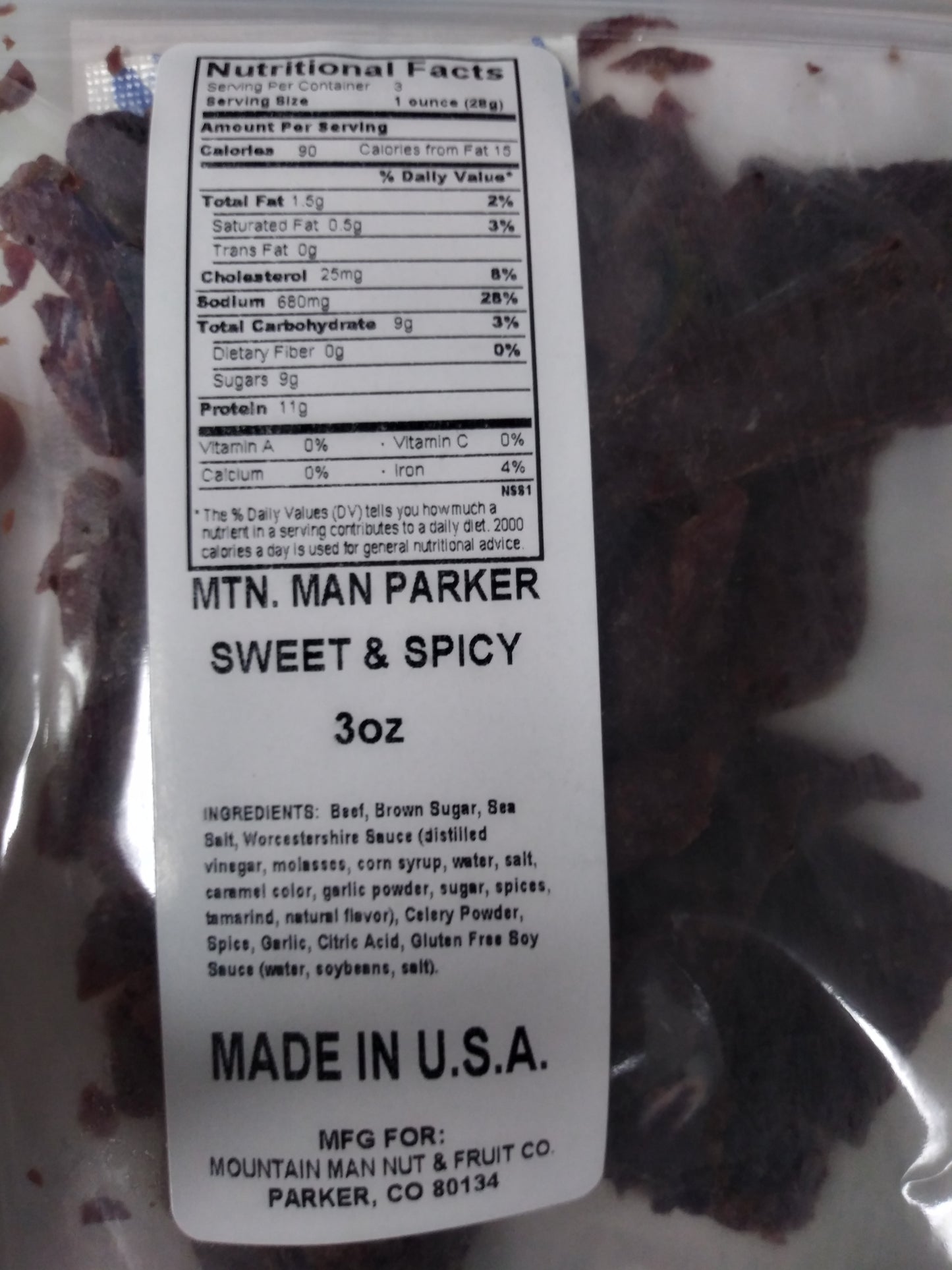 sweet & spicy beef jerky label