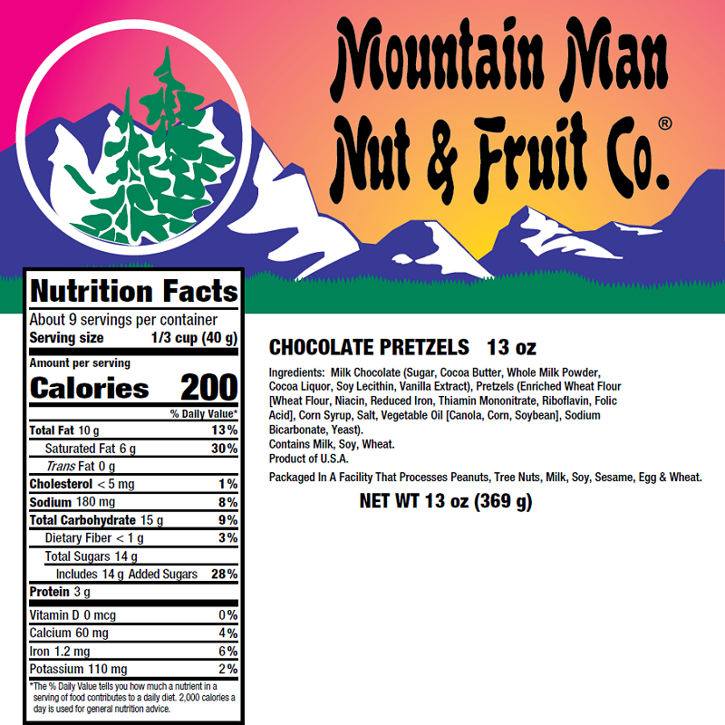 6177 Chocolate Pretzels 13oz Label