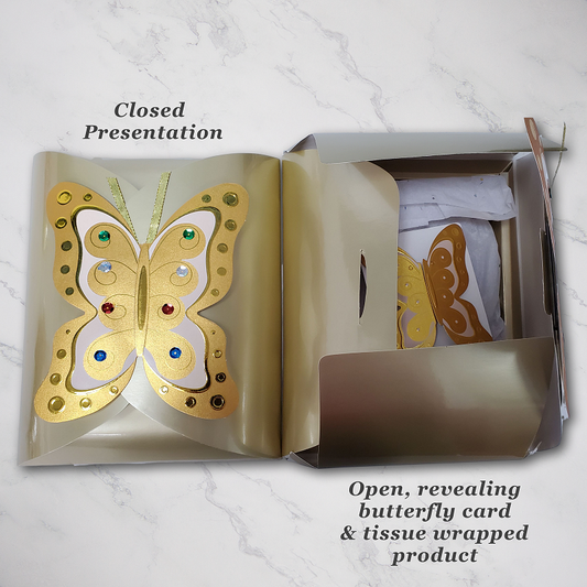 Butterfly Gift Box shown in both closed and open presentation