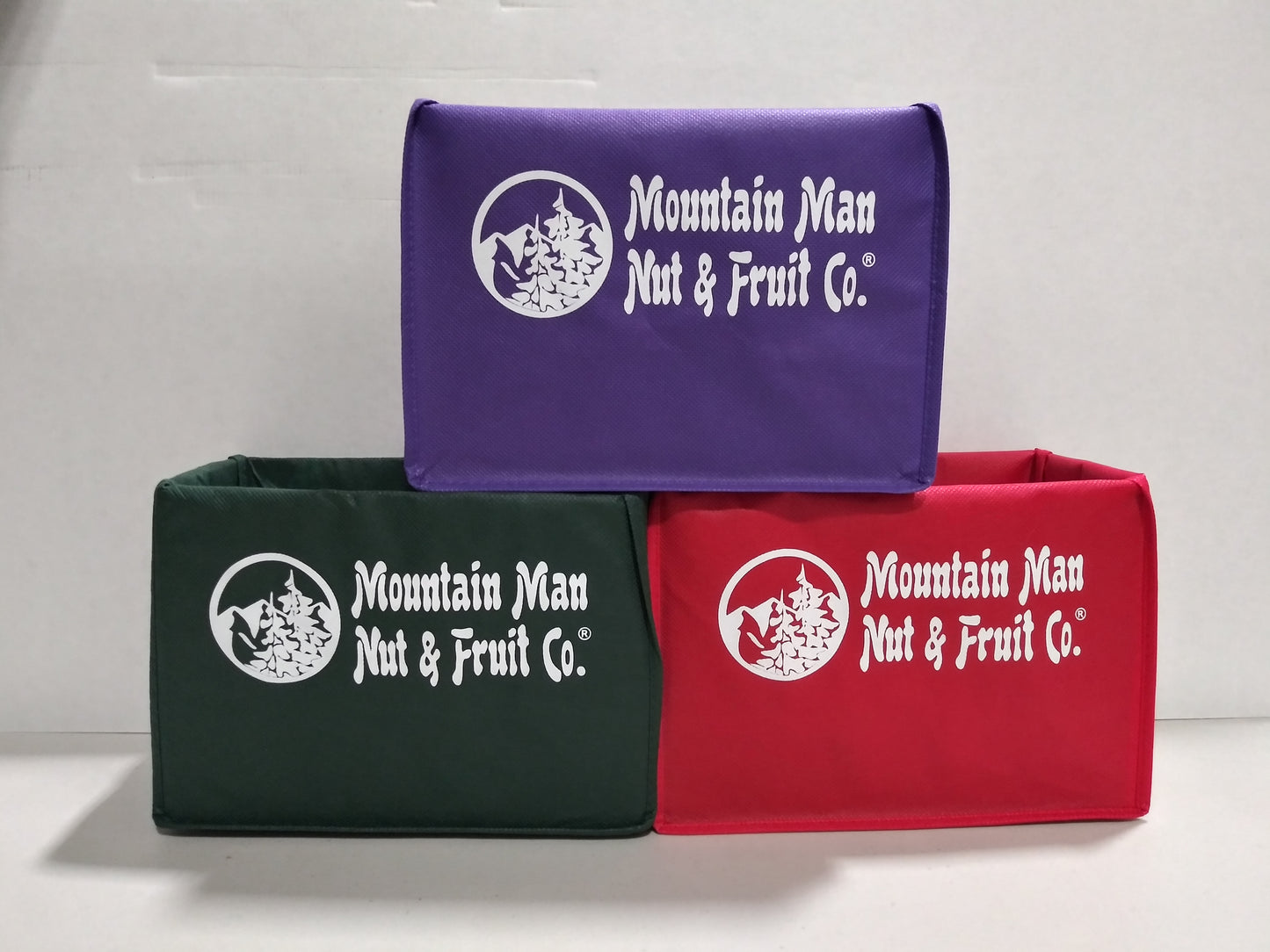 9059 Canvas Shopping Bags Purple, Forest Green, Red -empty examples