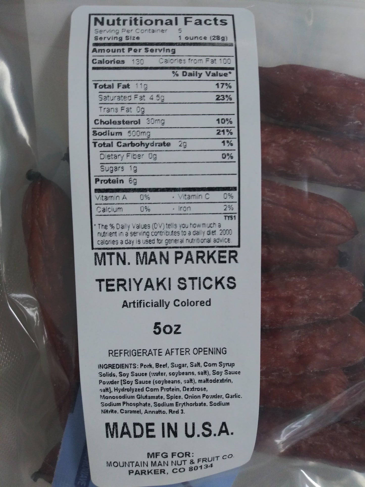 teriyaki sticks label