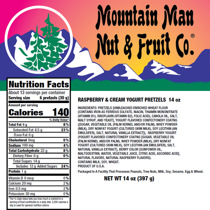 11201 Raspberry & Cream Yogurt Pretzels 14oz Nutritional Label