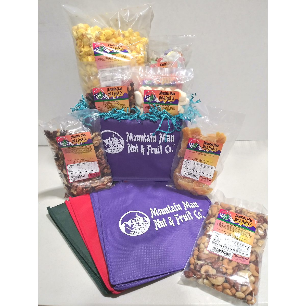 Example of Build Your Own Custom Gift Basket in a Reusable Purple Canvas Bag