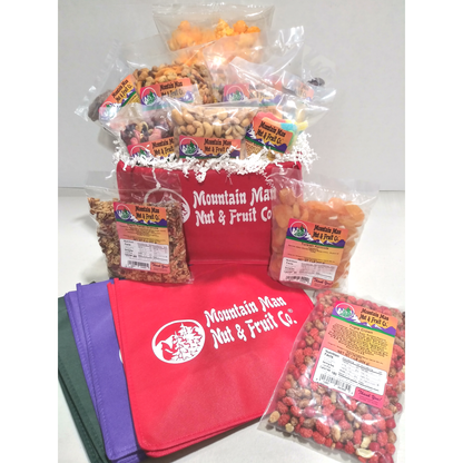 Example of Build Your Own Custom Gift Basket in a Reusable Red Canvas Bag
