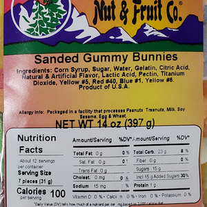 Sanded Gummy Bunnies 14oz Label