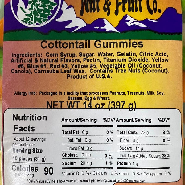 Cottontail Gummies 14oz Label