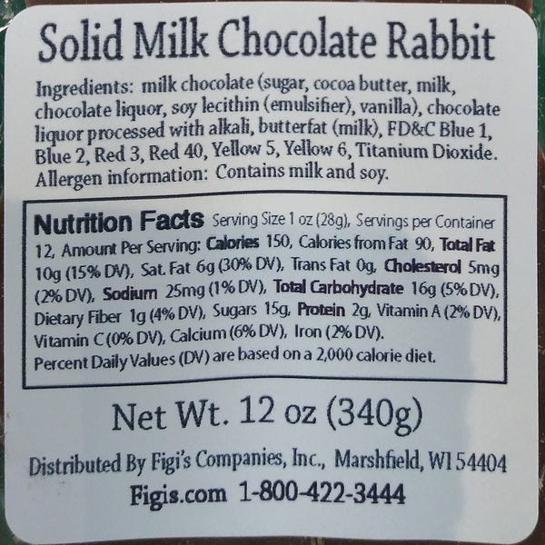 21100 Long Eared Chocolate Bunny Label