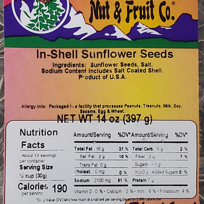 In Shell Sunflower Seeds 14oz Label