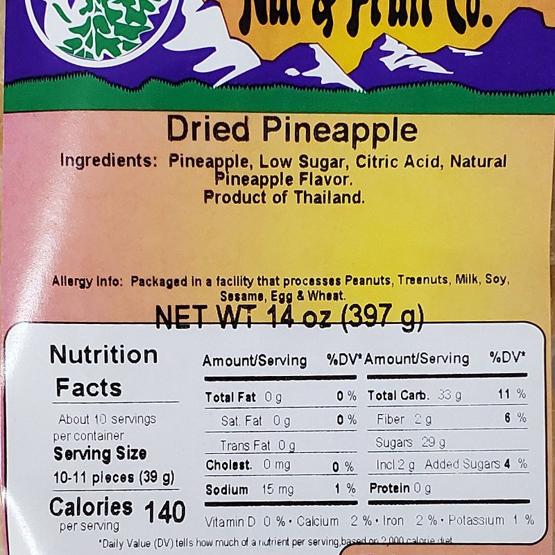 Dried Pineapple 14oz Label