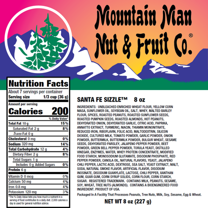Santa Fe Sizzle 8oz Nutritional Label
