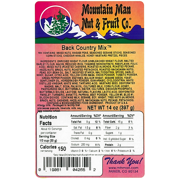 Back Country Mix 14oz Label