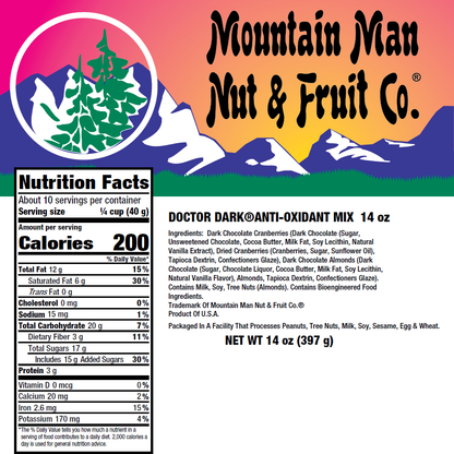 Doctor Dark® Anti-Oxidant Mix 14oz Nutritional Label