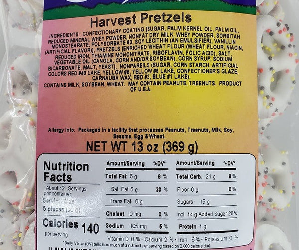 harvest pretzels label