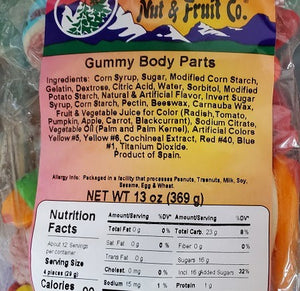 gummy body parts label