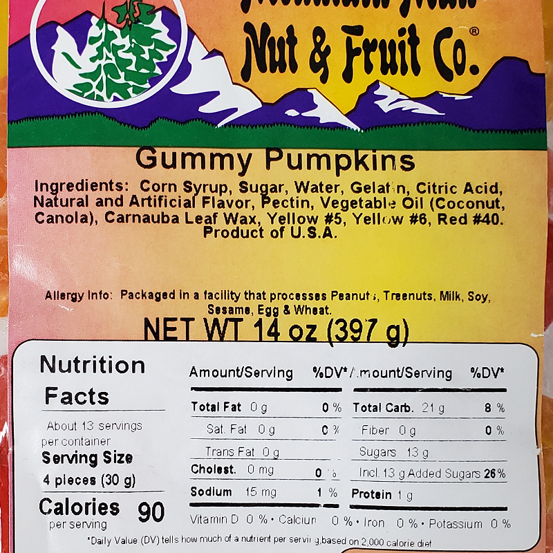 60399 Gummy Pumpkins 14oz Label