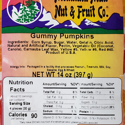 60399 Gummy Pumpkins 14oz Label