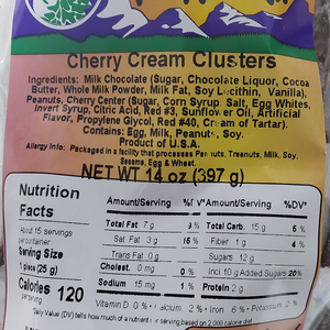 Chocolate Cherry Cream Clusters 14oz Label