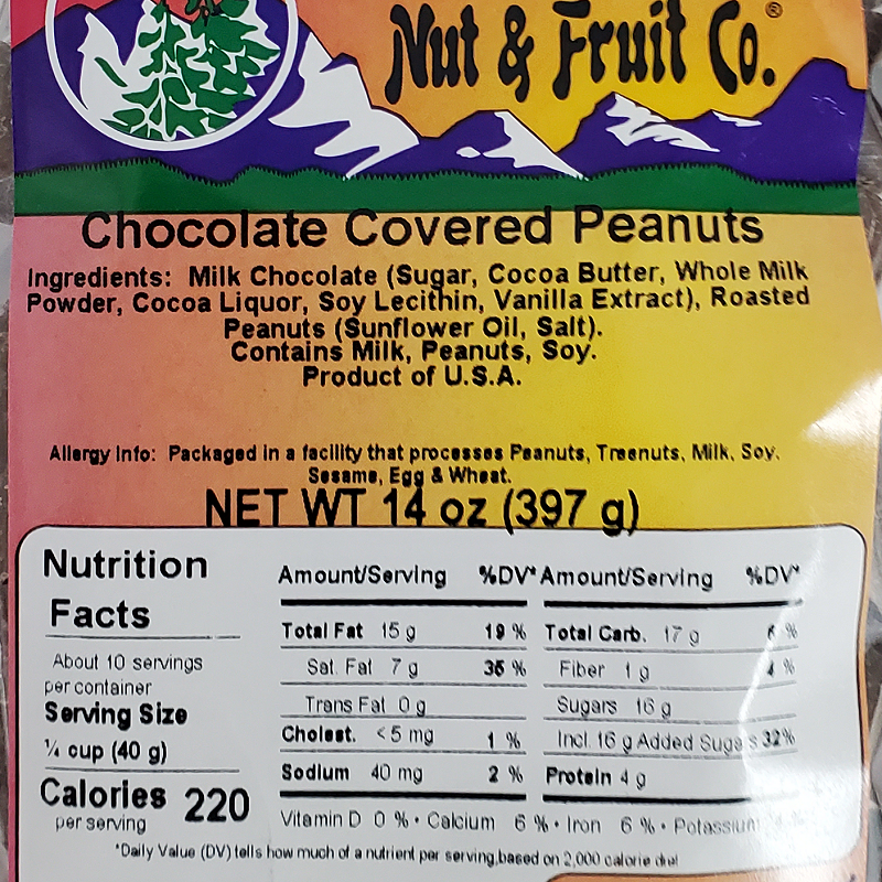 6070 Chocolate Covered Peanuts 14oz Label