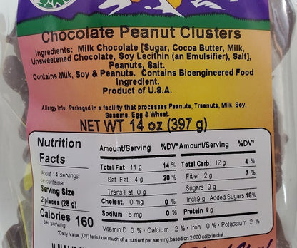 chocolate peanut clusters label