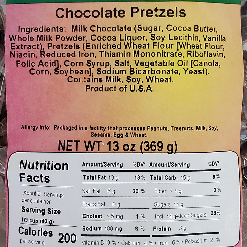 6177 Chocolate Pretzels 13oz Label