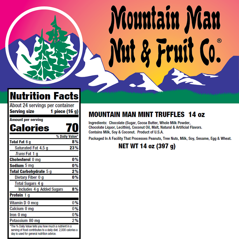 6620 Mountain Man Mint Chocolate Truffles 14oz Label