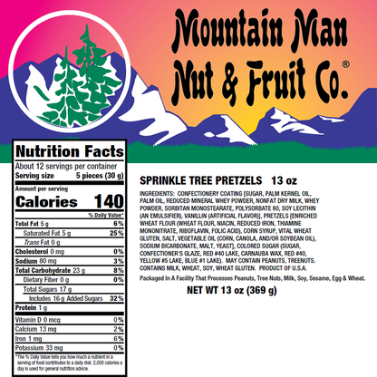 702525 Sprinkled Tree Pretzels 13oz Label