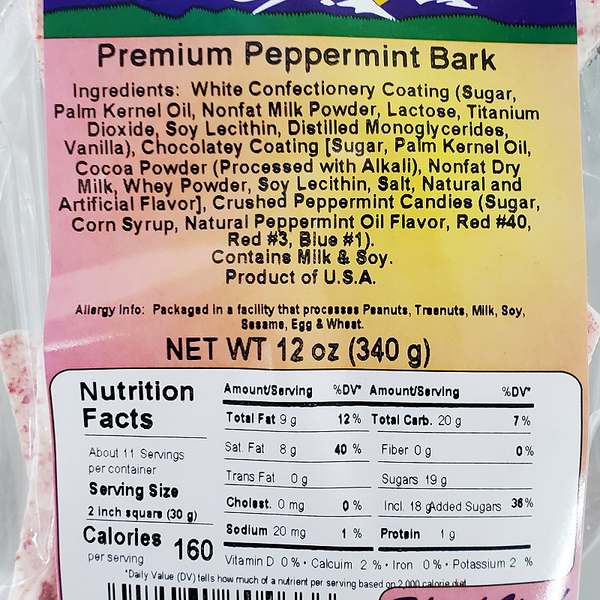 Premium Peppermint Bark 12oz Label