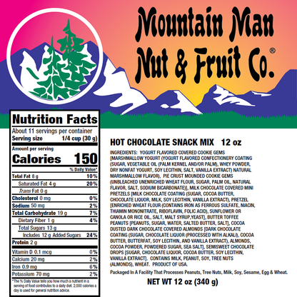 Hot Chocolate Snack Mix 12oz Nutritional Label