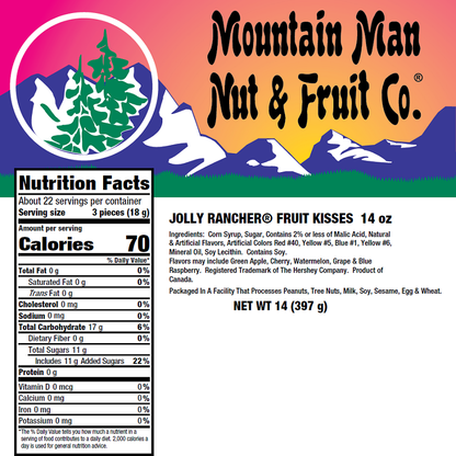 7140 Jolly Rancher® Fruit Kisses 14oz Label