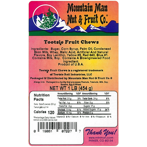Flavor Tootsie Rolls Fruit Chews 1lb Label