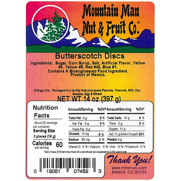 Butterscotch Discs 14oz Label