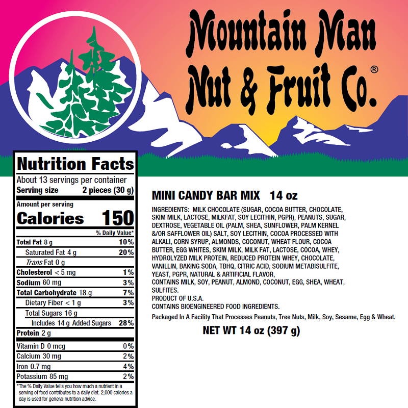 7475 Mini Candy Bar Mix 14oz Label