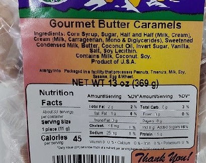 gourmet butter caramels label pic