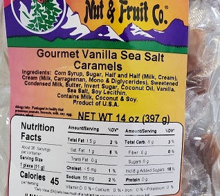 goumet vanilla sea salt caramels -14oz label
