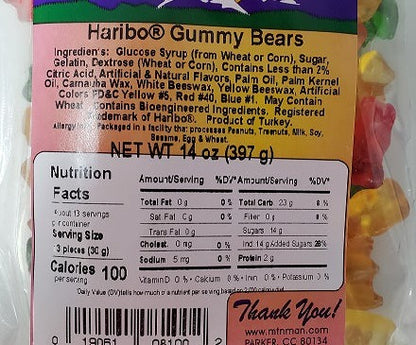 haribo® gummy bears label pic