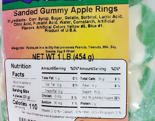 sanded gummy apple rings label pic