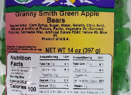 granny smith green apple bears label pic