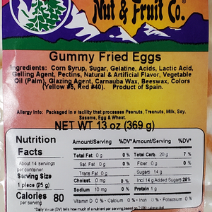 Gummy Fried Eggs 13oz Label