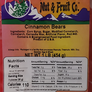 8200 Cinnamon Bears 1lb Label