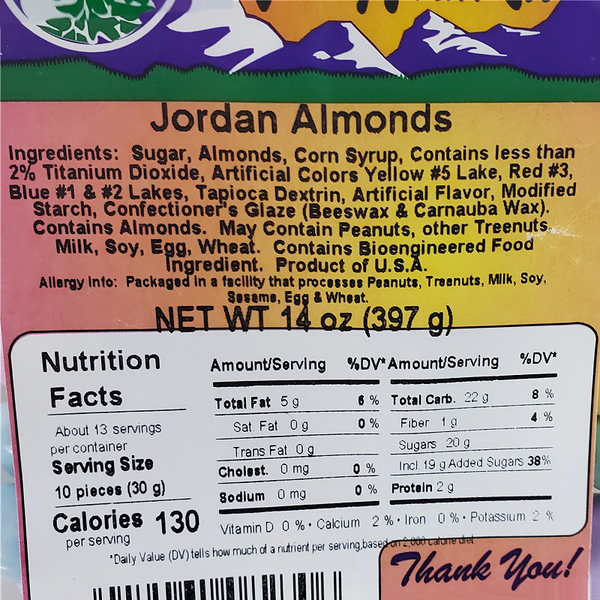 Jordan Almonds 14oz Label