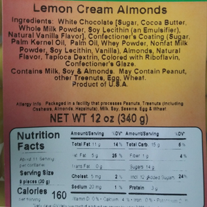 Lemon Cream Almonds 12oz Label