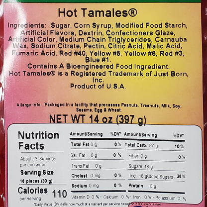 8340 Hot Tamales 14oz Label