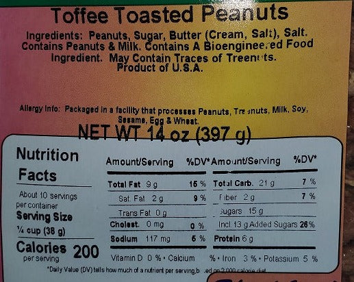toffee toasted peanuts label pic