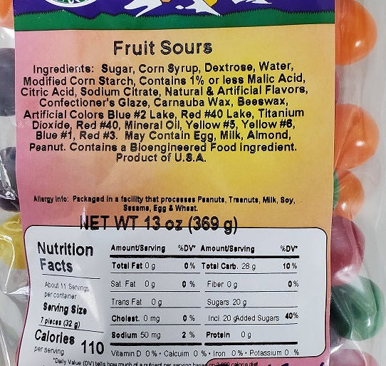 fruit sours label pic