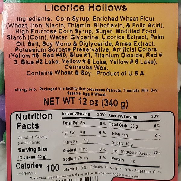 8702 Licorice Hollows 12oz Label