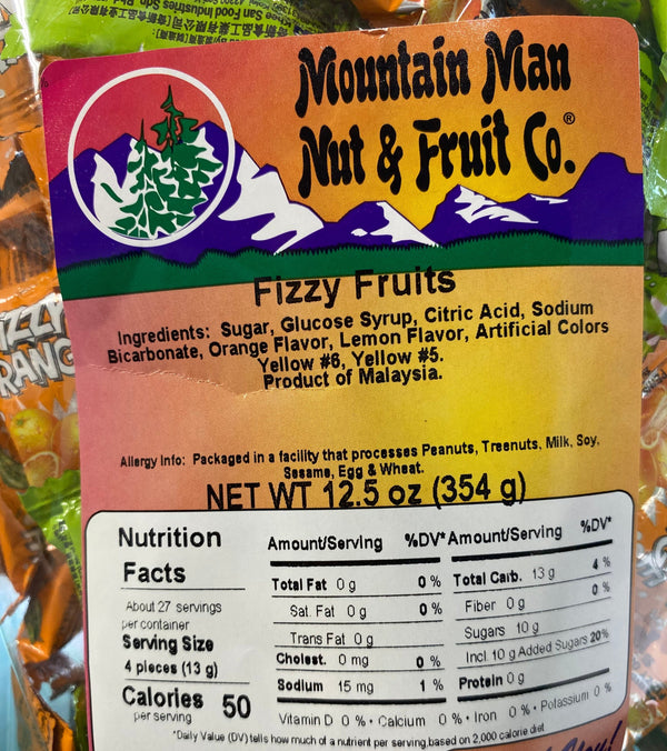 fizzy fruits label