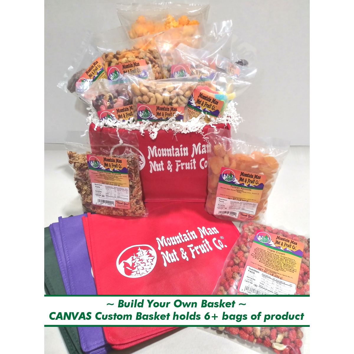 Build Your Own Red Canvas Custom Basket holds 6+ bags of product