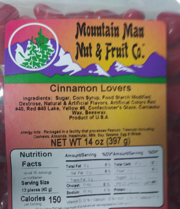 Cinnamon Lovers (panned hot cinnamon hearts) Label
