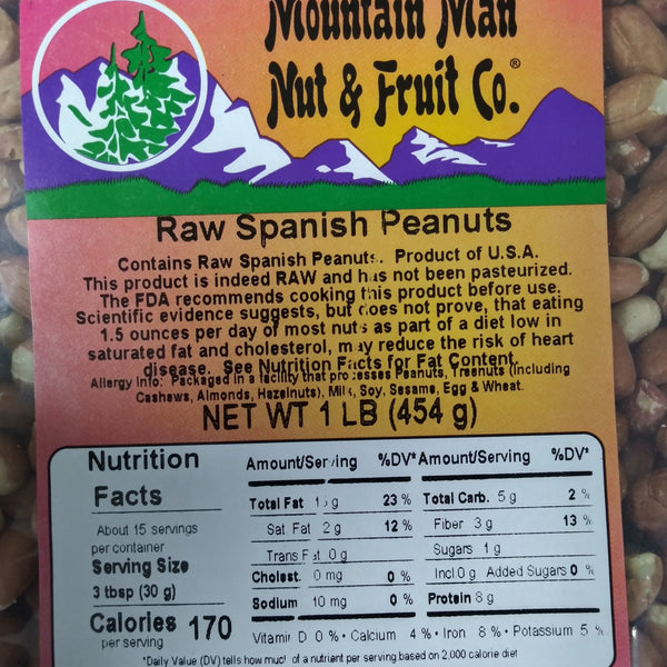 raw spanish peanuts label