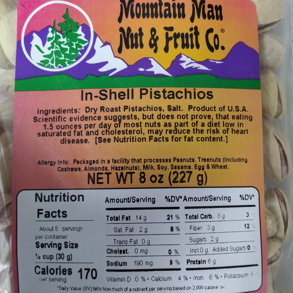 in shell pistachios label